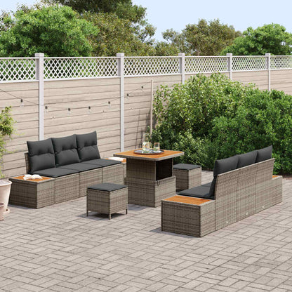 Set Divano da Giardino con cuscino 9 pcs Grigio | homemem39