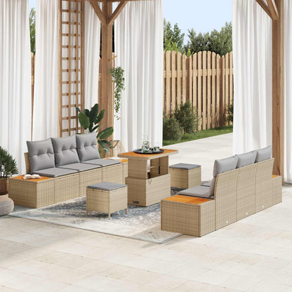 Set Divano da Giardino con cuscino 9 pcs Beige e Grigio Chiaro | homemem39