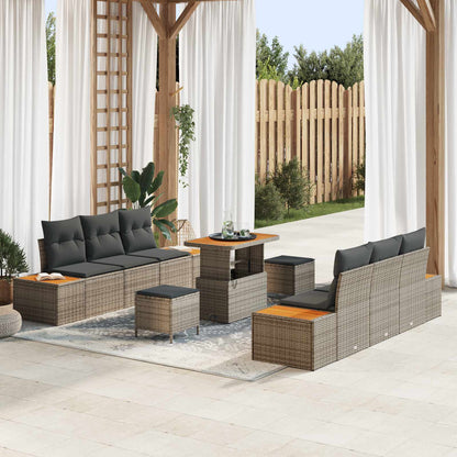 Set Divano da Giardino con cuscino 9 pcs Grigio | homemem39