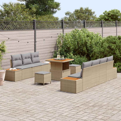 Set Divano da Giardino con cuscino 10 pcs Beige e Grigio Chiaro | homemem39