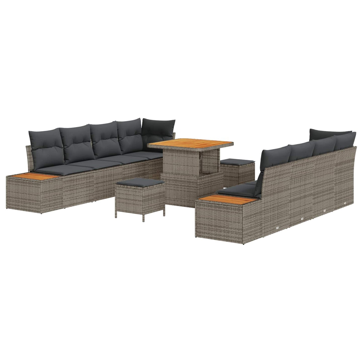 Set Divano da Giardino con cuscino 11 pcs Grigio | homemem39