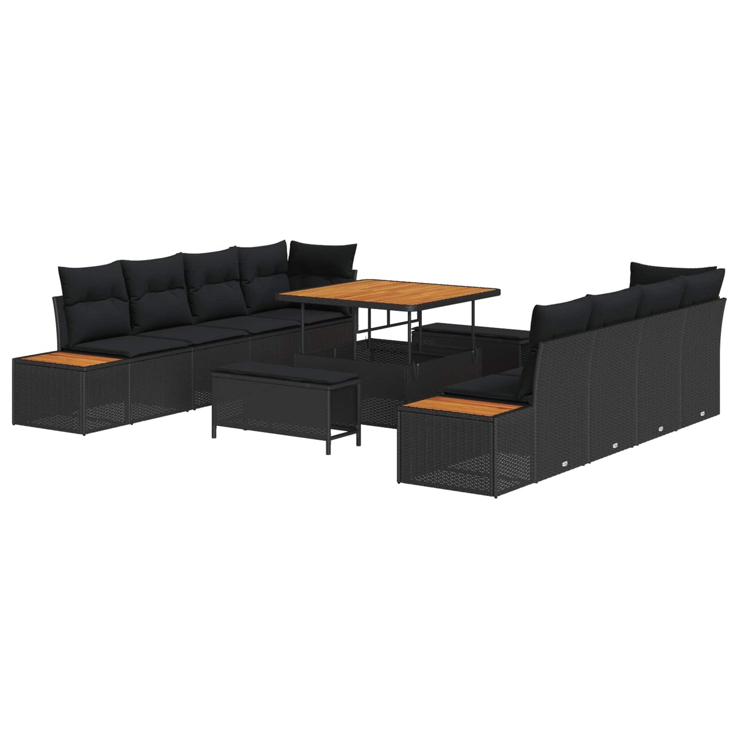 Set Divano da Giardino con cuscino 11 pcs Nero | homemem39