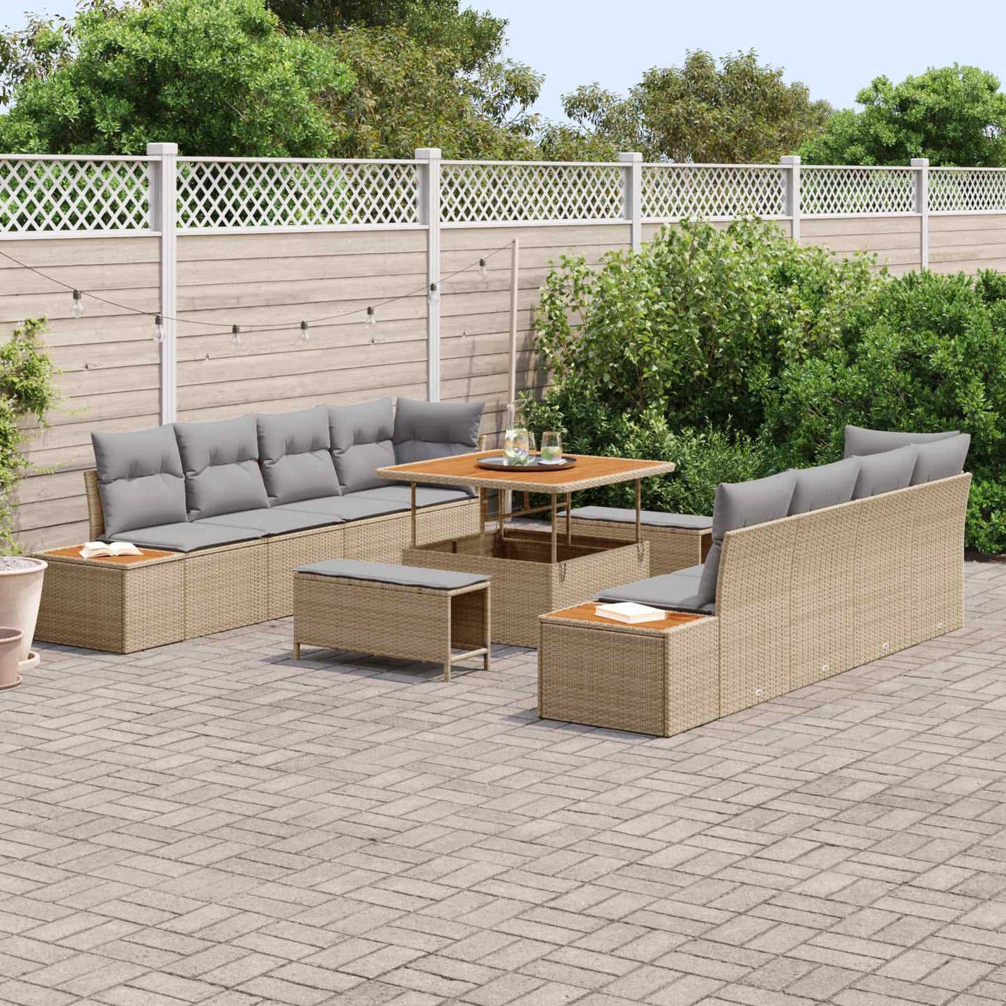 Set Divano da Giardino 11 pz 10-Numero di posti