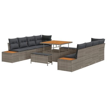 Set Divano da Giardino 11 pz 10-Numero di posti Grigio