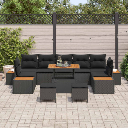 Set Divano da Giardino con cuscino 10 pcs Nero | homemem39