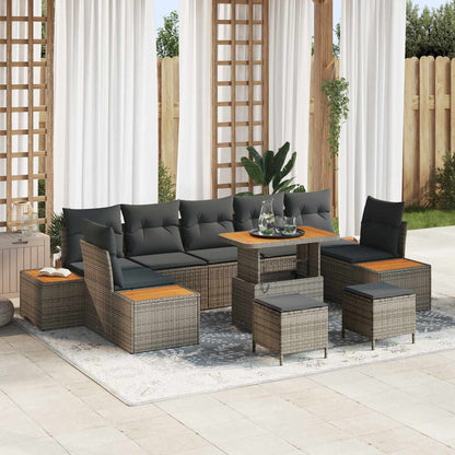 Set Divano da Giardino con cuscino 10 pcs Grigio | homemem39