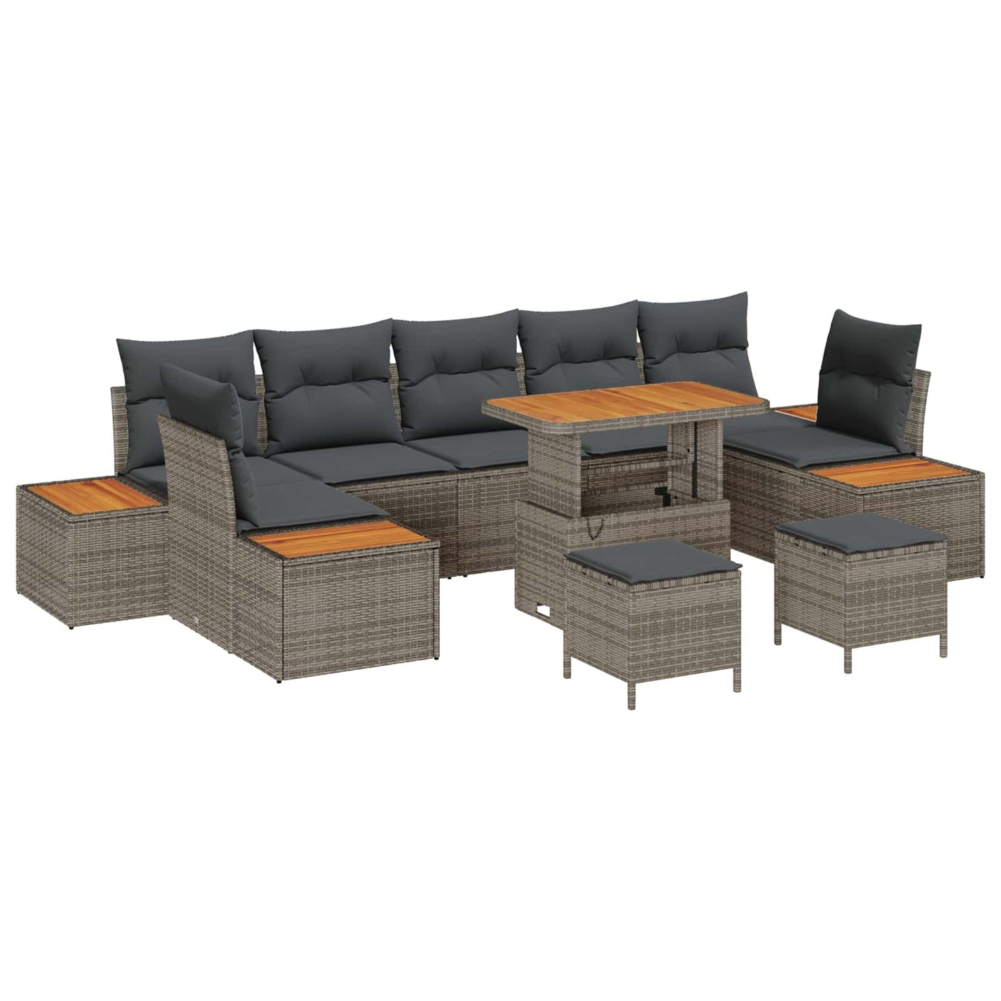 Set Divano da Giardino con cuscino 10 pcs Grigio | homemem39
