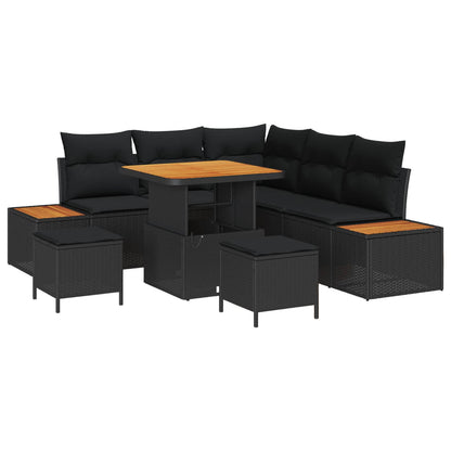 Set Divano da Giardino con cuscino 8 pcs Nero | homemem39