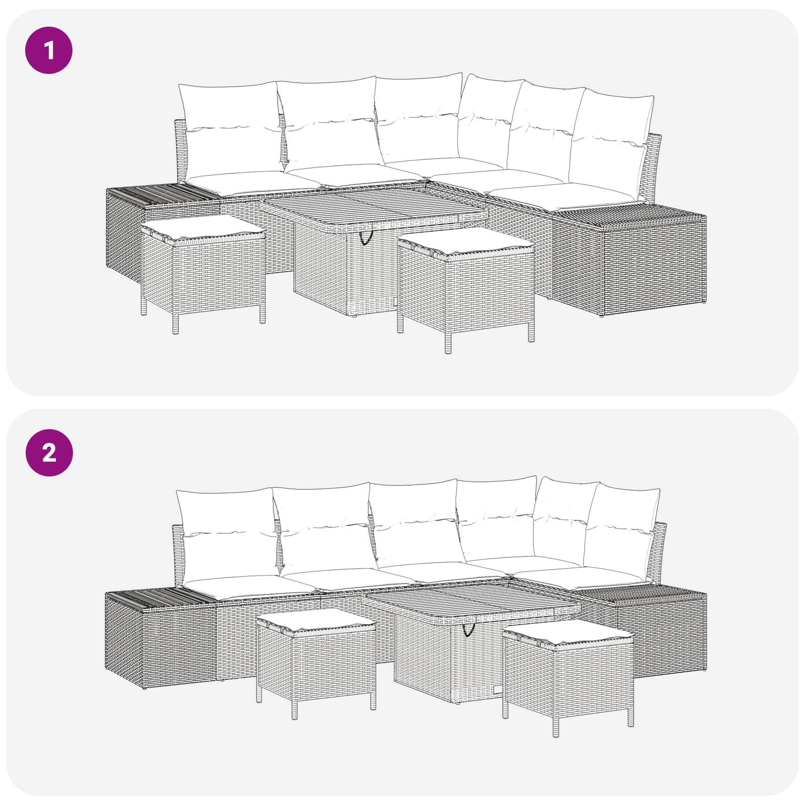 Set Divano da Giardino con cuscino 8 pcs Grigio | homemem39