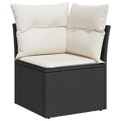Set Divano da Giardino 9 pz 8-Numero di posti Nero e Crema | homemem39