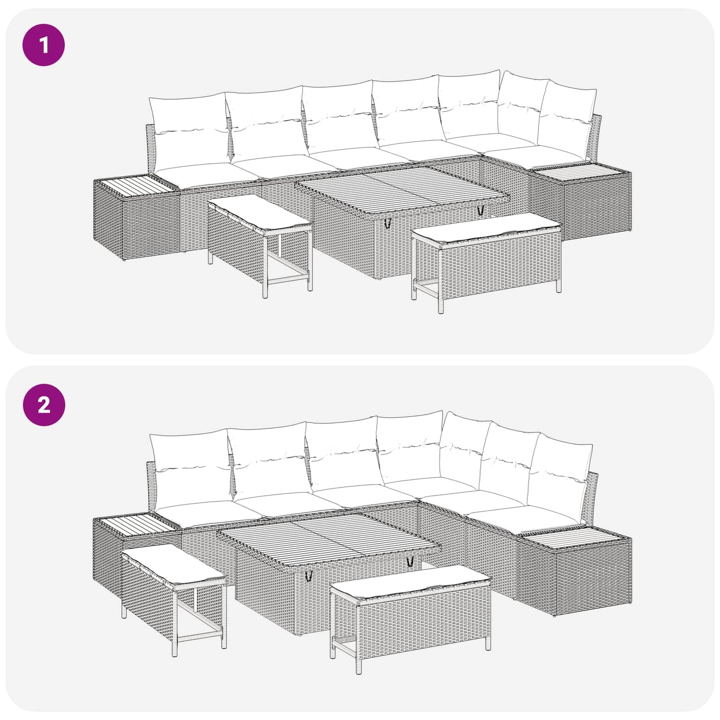 Set Divano da Giardino con cuscino 9 pcs Grigio | homemem39