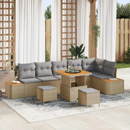Set Divano da Giardino con cuscino 9 pcs Beige e Grigio Chiaro | homemem39