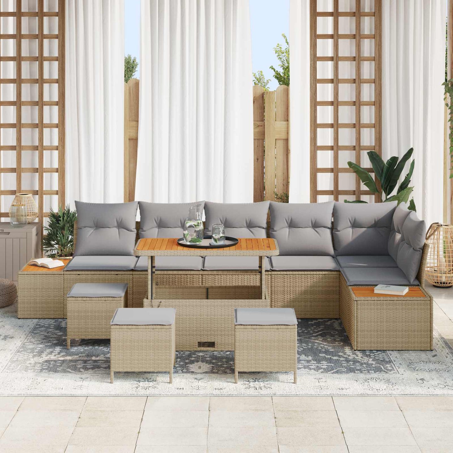 Set Divano da Giardino 10 pz 9-Numero di posti