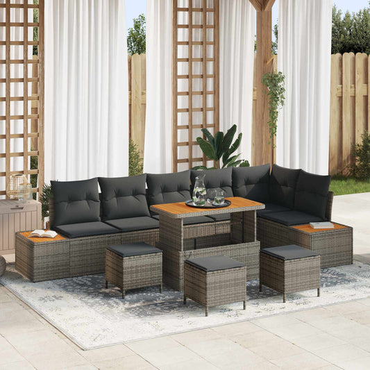 Set Divano da Giardino con cuscino 10 pcs Grigio