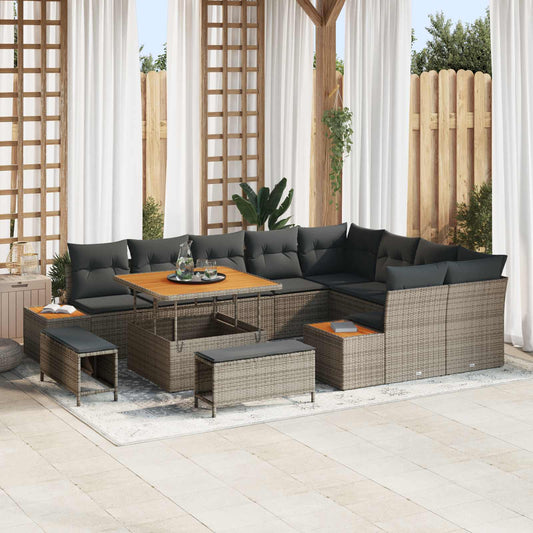 Set Divano da Giardino con cuscino 12 pcs Grigio