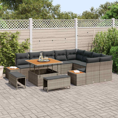 Set Divano da Giardino 12 pz 11-Numero di posti Grigio