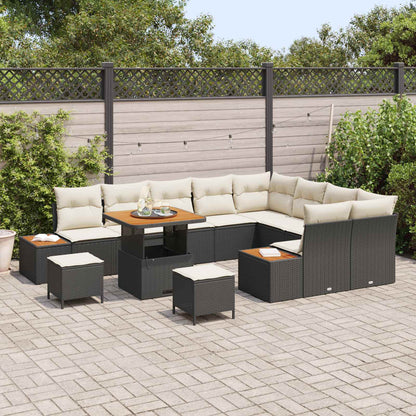 Set Divano da Giardino con cuscino 12 pcs Nero e Crema | homemem39