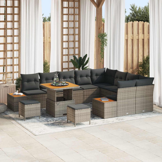 Set Divano da Giardino con cuscino 12 pcs Grigio