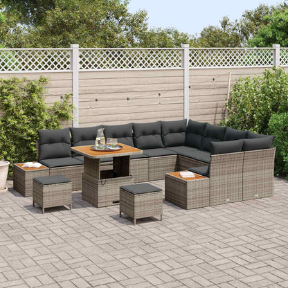 Set Divano da Giardino 12 pz 11-Numero di posti Grigio