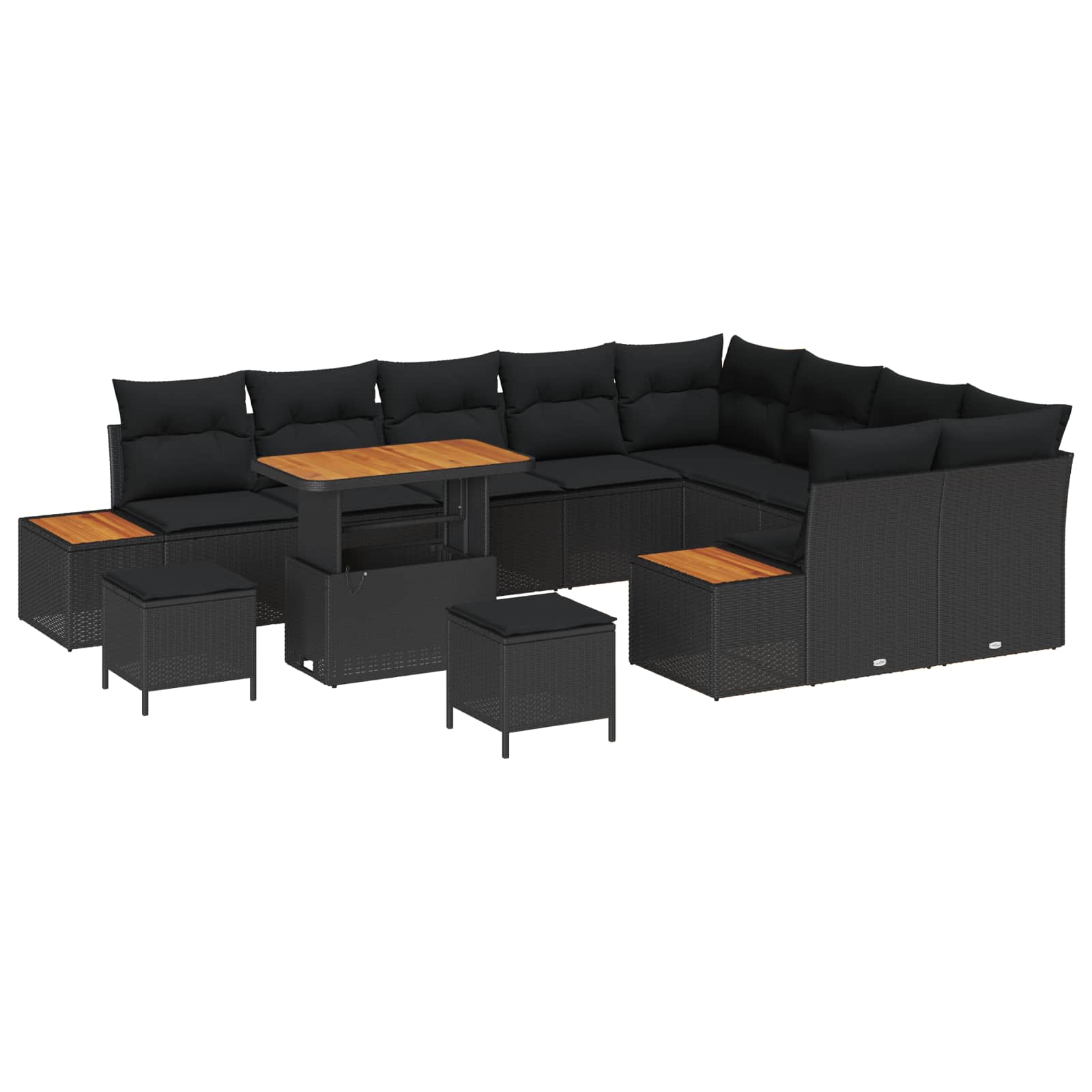 Set Divano da Giardino con cuscino 12 pcs Nero | homemem39