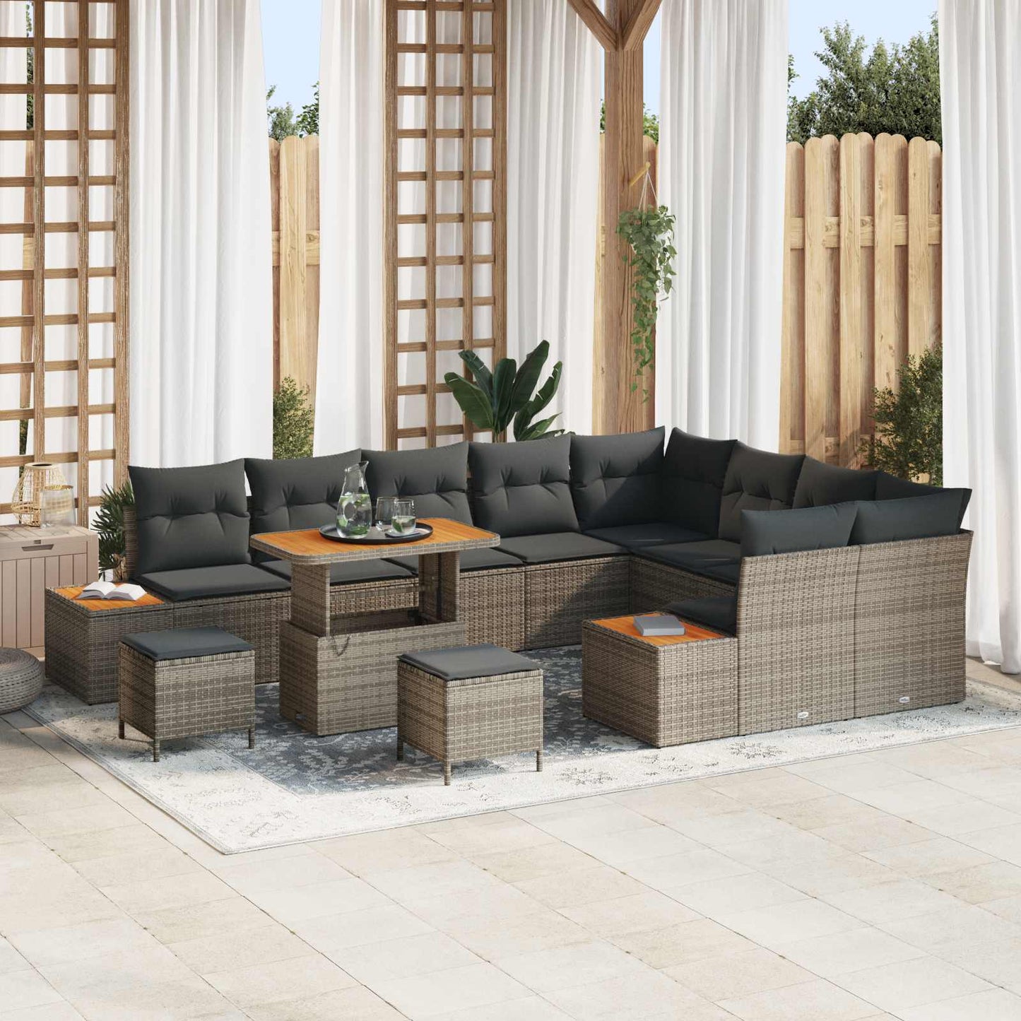 Set Divano da Giardino con cuscino 12 pcs Grigio | homemem39