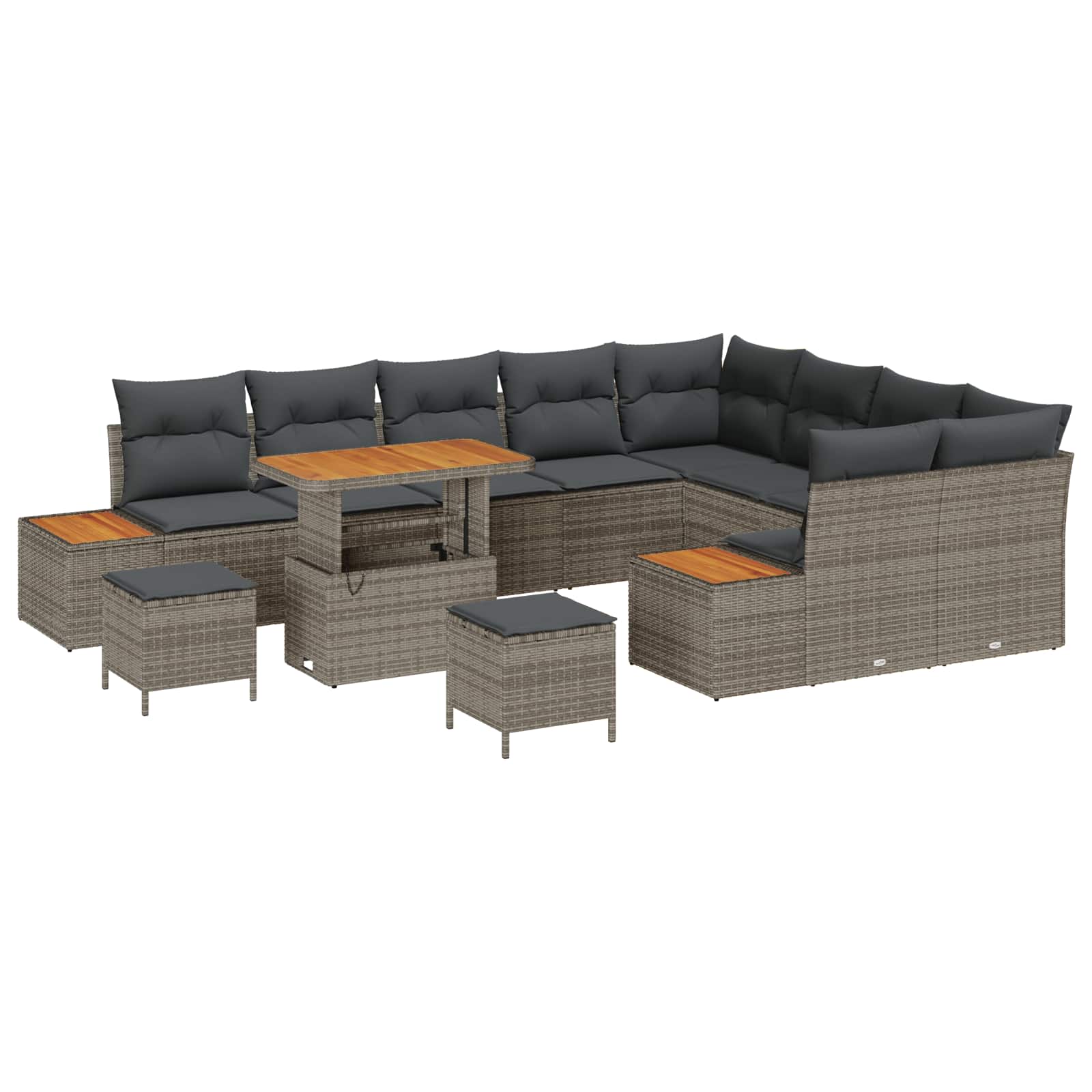 Set Divano da Giardino con cuscino 12 pcs Grigio | homemem39