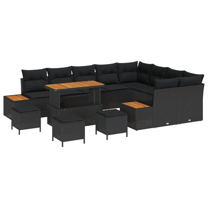 Set Divano da Giardino con cuscino 13 pcs Nero | homemem39