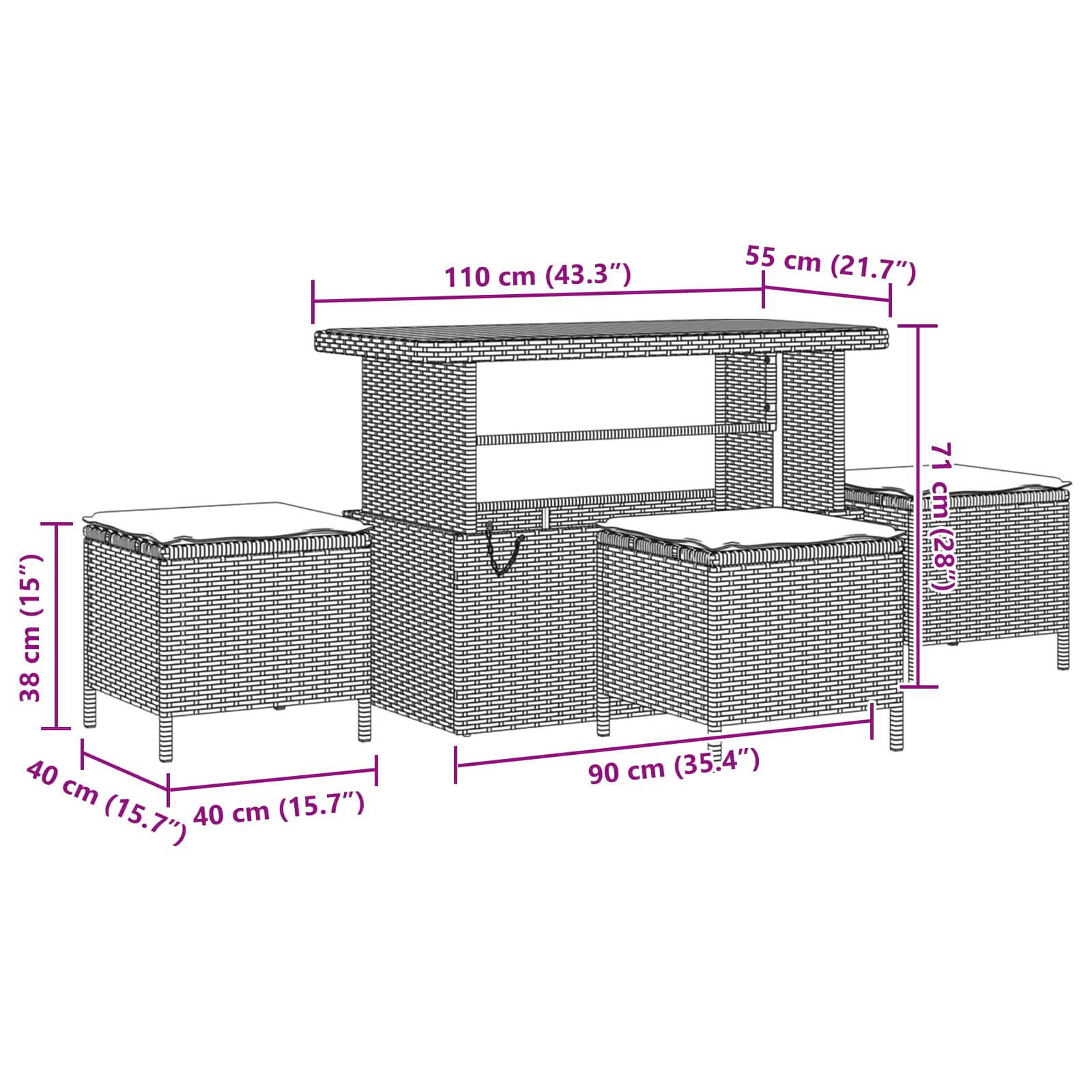 Set Divano da Giardino con cuscino 13 pcs Grigio | homemem39