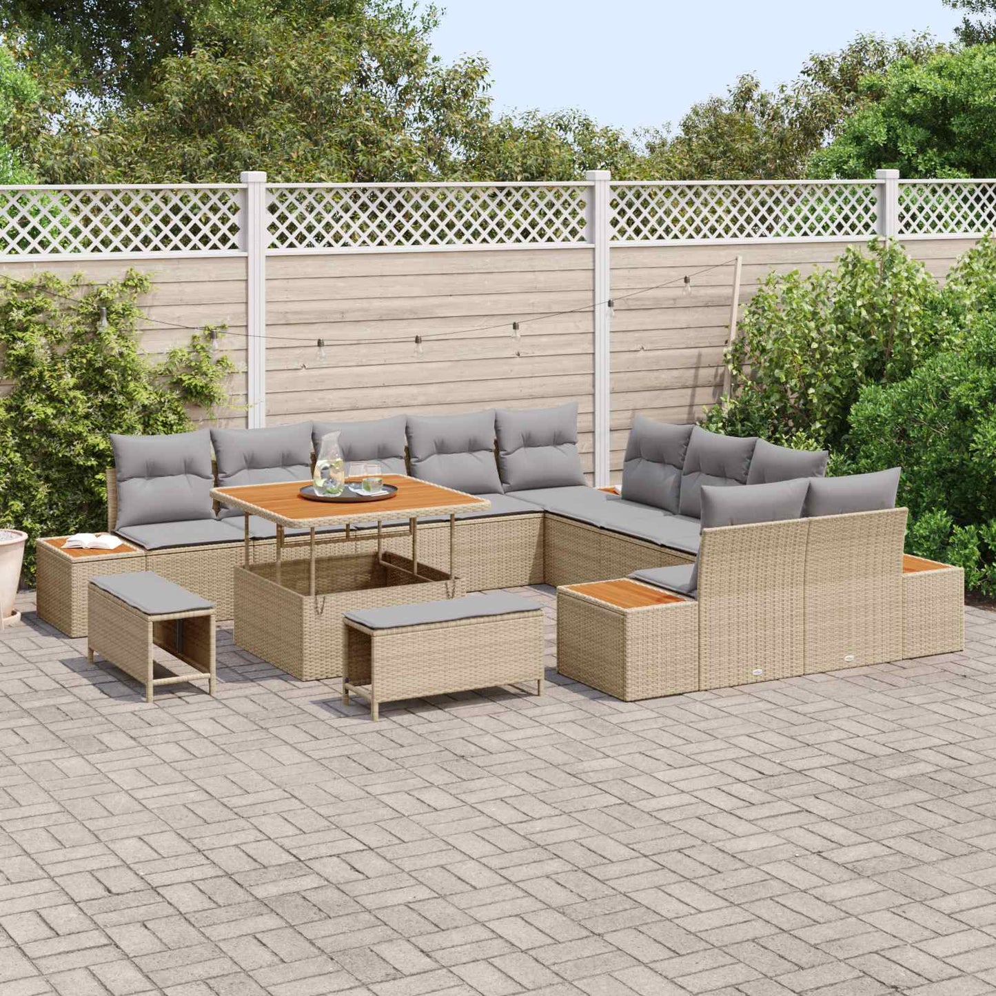 Set Divano da Giardino 13 pz 12-Numero di posti