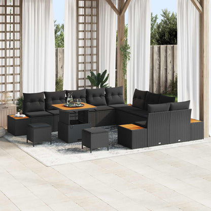 Set Divano da Giardino con cuscino 13 pcs Nero | homemem39