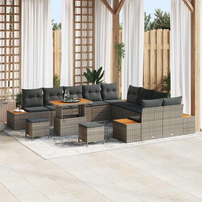 Set Divano da Giardino con cuscino 13 pcs Grigio | homemem39