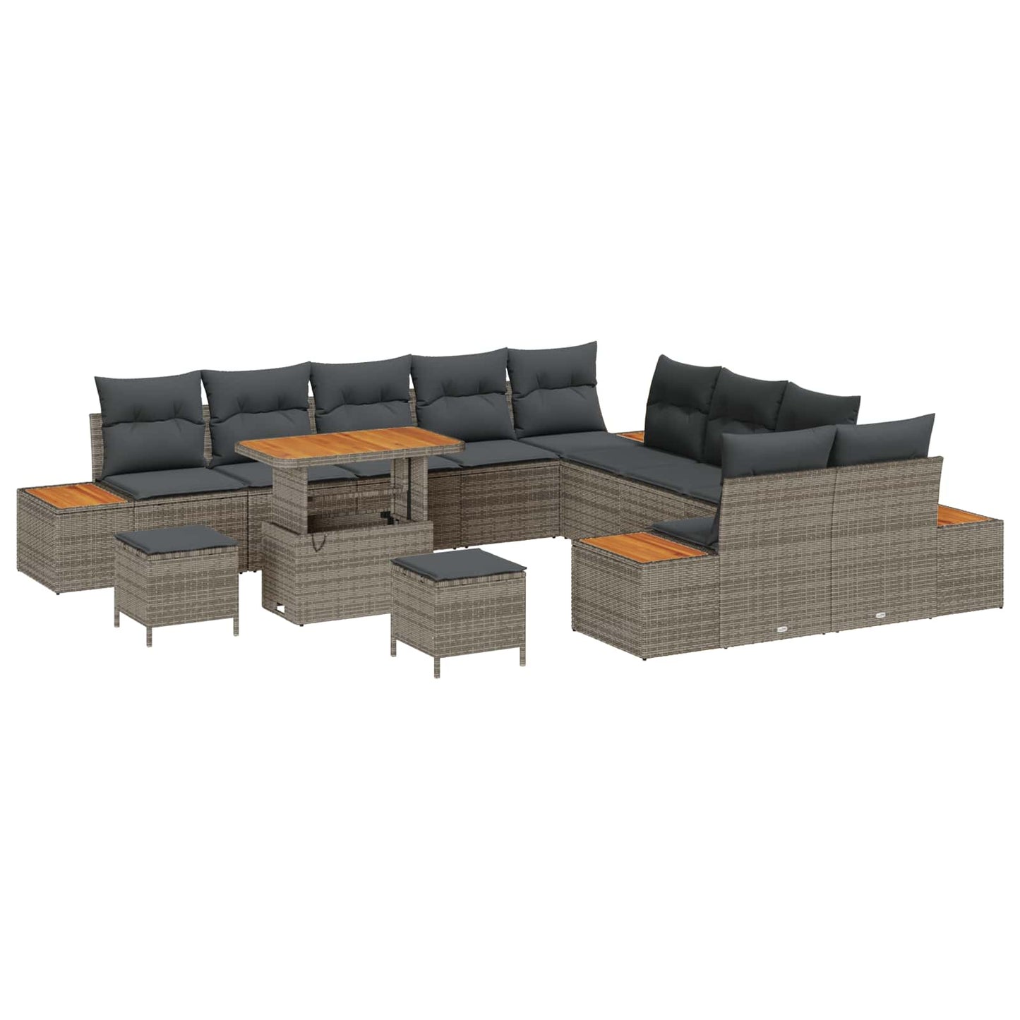 Set Divano da Giardino con cuscino 13 pcs Grigio | homemem39