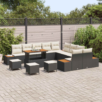 Set Divano da Giardino con cuscino 14 pcs Nero e Crema | homemem39