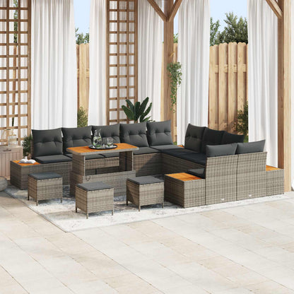 Set Divano da Giardino con cuscino 14 pcs Grigio | homemem39