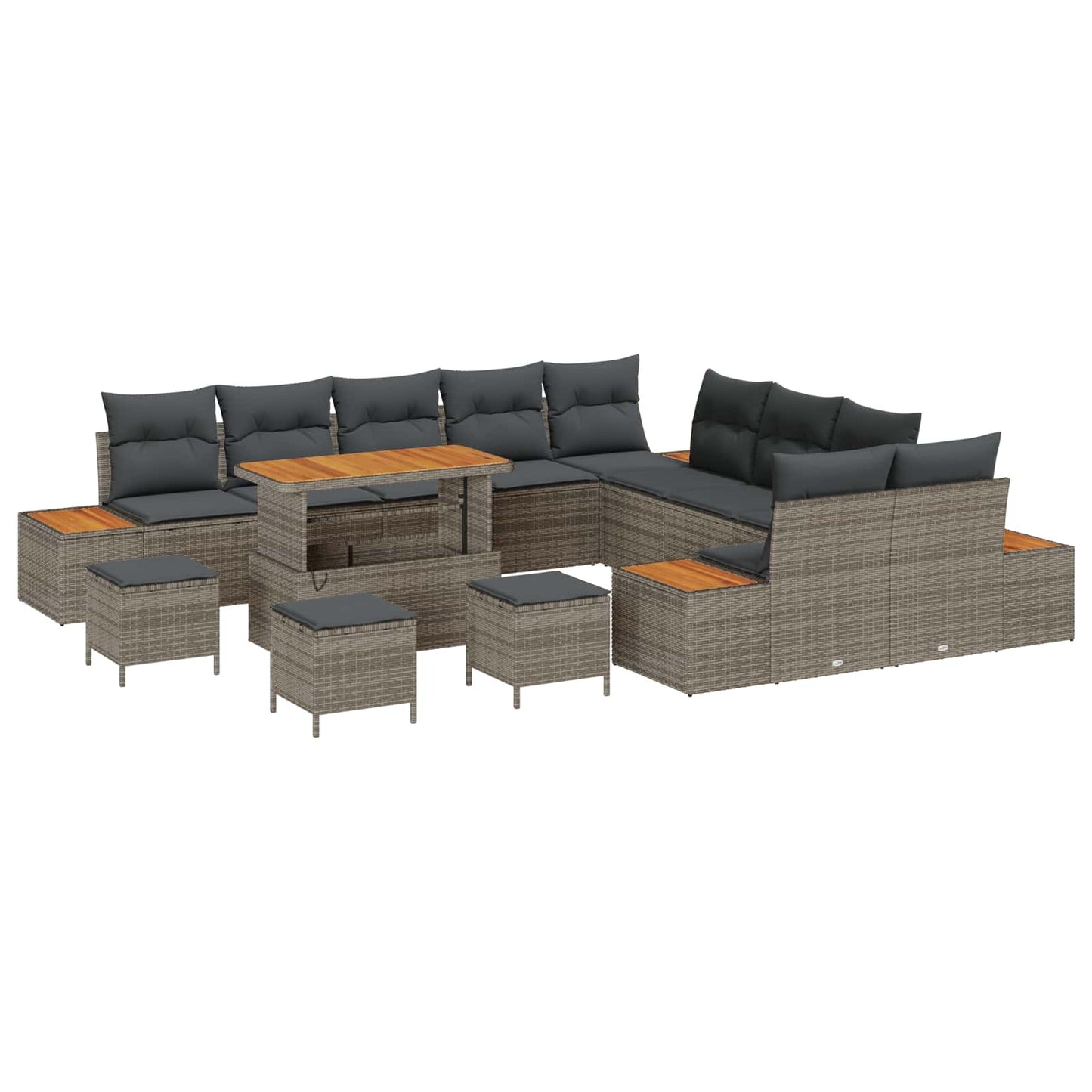 Set Divano da Giardino con cuscino 14 pcs Grigio | homemem39
