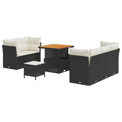Set Divano da Giardino 8 pcs Nero e Crema polyrattan | homemem39