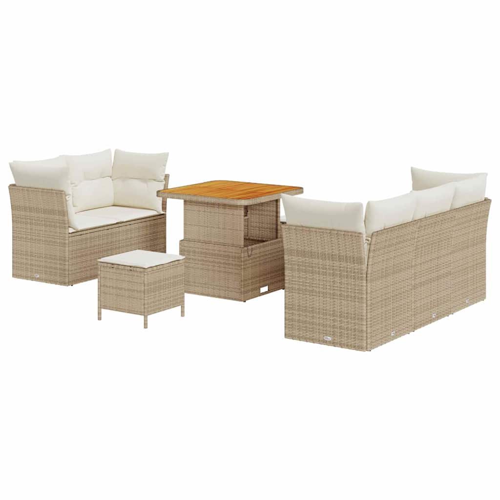 Set Divano da Giardino 8 pz 5-Numero di posti Beige e Crema