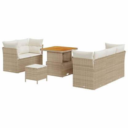 Set Divano da Giardino 8 pz 5-Numero di posti Beige e Crema
