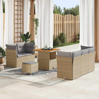 Set Divano da Giardino con cuscino 8 pcs beige e grigio chiaro
