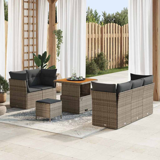 Set Divano da Giardino con cuscino 8 pcs Grigio