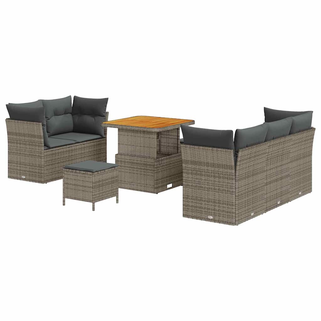 Set Divano da Giardino con cuscino 8 pcs Grigio | homemem39