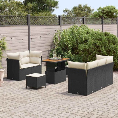 Set Divano da Giardino con cuscino 8 pcs Nero e crema | homemem39