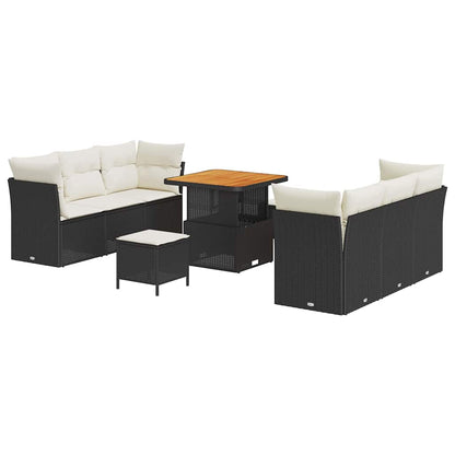 Set Divano da Giardino 9 pcs Nero e Crema polyrattan | homemem39