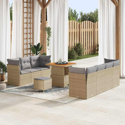 Set Divano da Giardino con cuscino 10 pcs beige e grigio chiaro
