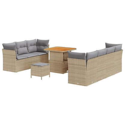 Set Divano da Giardino con cuscino 10 pcs beige e grigio chiaro