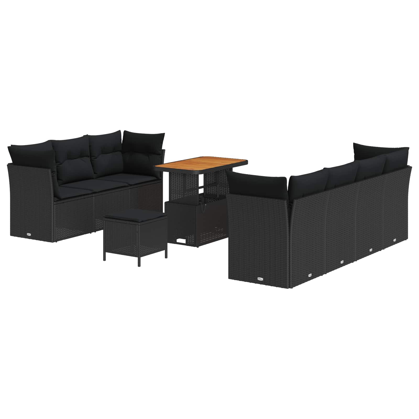 Set Divano da Giardino con cuscino 10 pcs Nero | homemem39