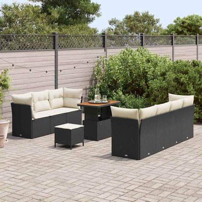 Set Divano da Giardino con cuscino 10 pcs Nero e crema