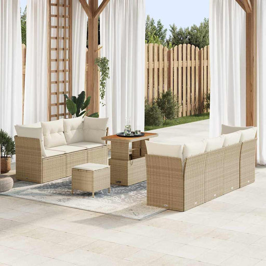 Set Divano da Giardino con cuscino 10 pcs beige e panna