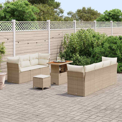 Set Divano da Giardino con cuscino 10 pcs beige e panna