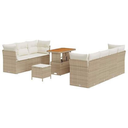 Set Divano da Giardino con cuscino 10 pcs beige e panna